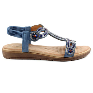 Lunar JLH389BL Arraso Blue Womens Beaded Sandals