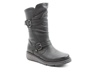 Heaveny Feet Hannah4 Womens Black Zip Up Mid Boots