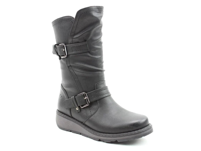 Heavenly Feet Hannah4 Black Womens Zip Up Mid Boots