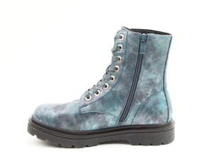 Heavenly Feet Justina2 Marble Prints Womens Blue Ankle Boots
