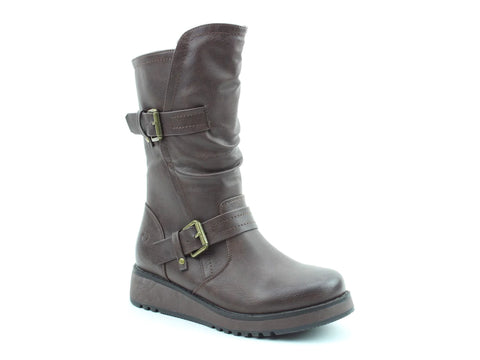 Heavenly Feet Hannah4 Chocolate Womens Zip Up Mid Boots