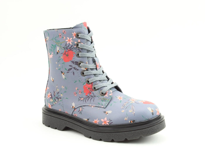 Heavenly Feet Justina2 Bee Flower Print Womens Denim Ankle Boots