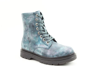 Heavenly Feet Justina2 Marble Prints Womens Blue Ankle Boots