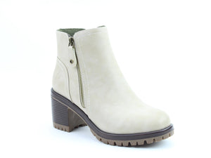 Heavenly Feet Larkin Womens Ecru Zip Up Ankle Boots