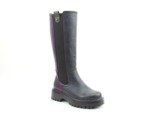 Heavenly Feet Zinnia Womens Purple/Navy/Khaki Multi Litesoles Zip Up Tall Boots