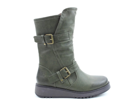 Heavenly Feet Hannah4 Khaki Womens Zip Up Mid Boots