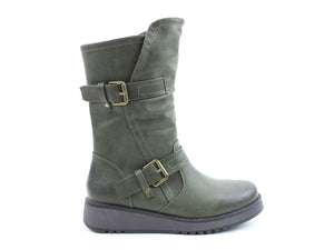 Heaveny Feet Hannah4 Womens Khaki Zip Up Mid Boots