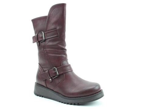 Heavenly Feet Hannah4 Burgundy Womens Zip Up Mid Boots