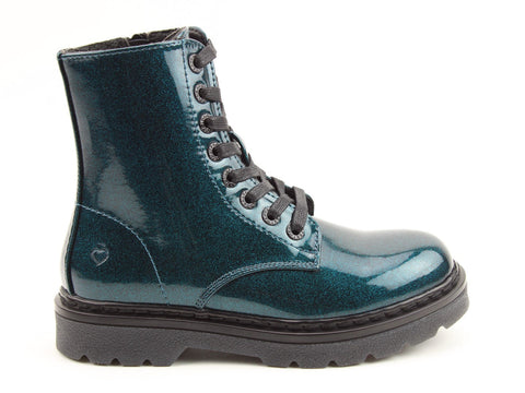 Heavenly Feet Justina2 Glitter Ocean Womens Lace Up Zip Up Ankle Boots
