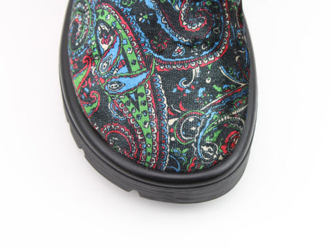 Heavenly Feet Katrina Black Velour Paisley Womens Lace Up Zip Up Ankle Boots