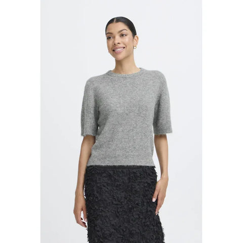 B.YOUNG BYOMEA RHINESTONE SS JUMPER 20818325 MID GREY