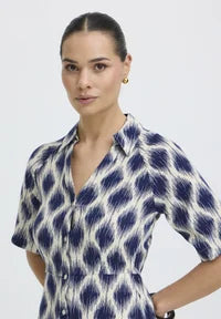 B.Young 20818764 Bymmjoella Shirt Dress 6 Ogee Ikat Med Blue