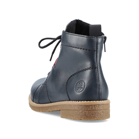 Rieker 73500-14 Blue Womens Casual Comfort Zip Up Leather Ankle Boots