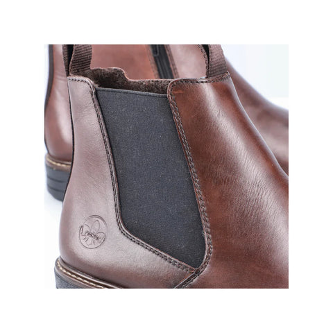 Rieker 33180-26 Brown Mens Casual Smart Leather Zip Up Ankle Boots