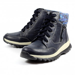 Lunar GLB115 Buttermere Navy Womens Casual Comfort Waterproof Zip/Lace Up Ankle Boots