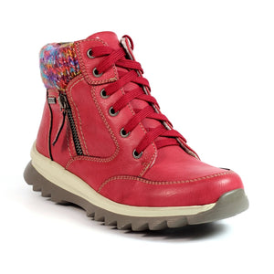 Lunar GLB115 Buttermere Red Womens Casual Comfort Waterproof Zip/Lace Up Ankle Boots