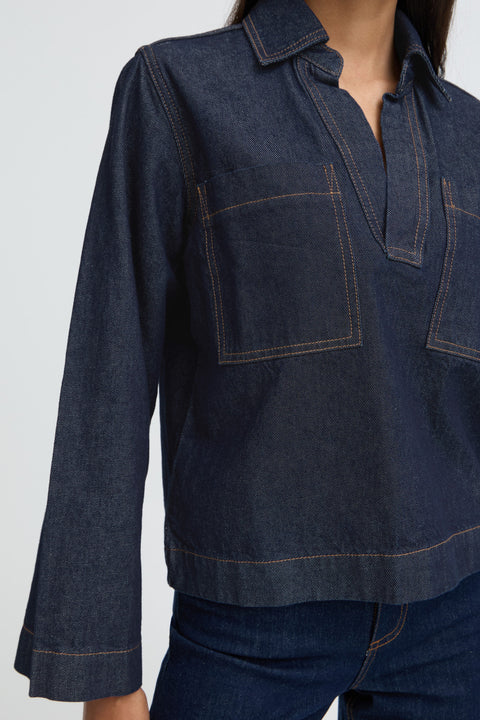 B.Young Womens 20819277 BYKIONA Dark Blue Denim Blouse