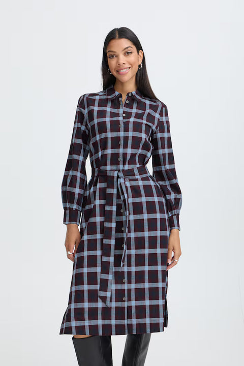 B.Young 20819429 Fig Check Shirt Dress