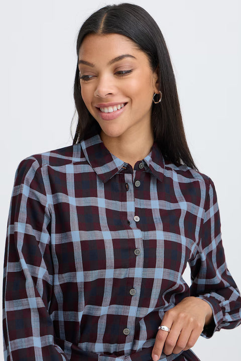 B.Young 20819429 Fig Check Shirt Dress