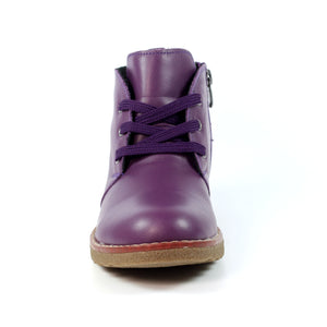 Lunar Claire GLR003 Purple Womens Casual Comfort Leather Zip/Lace Up Ankle Boots