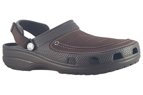 Crocs Yukon Vista II Literide Clog Espresso Mushroom Mens Slip On Leather Shoes Walking Casual Sandals