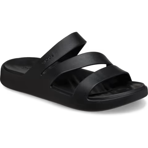 Crocs Getaway Strappy Black Womens Lightweight Soft Flexible Easy to Wear Sandals