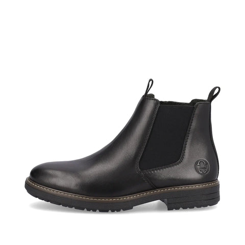 Rieker 33180-00 Black Mens Casual Smart Leather Zip Up Ankle Boots