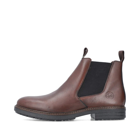 Rieker 33180-26 Brown Mens Casual Smart Leather Zip Up Ankle Boots
