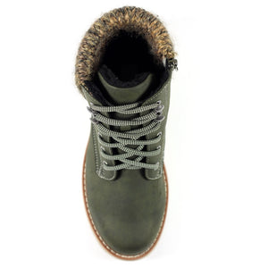 Lunar GLB106 Dallas Olive Womens Casual Comfort Waterproof Zip/Lace Up Ankle Boots