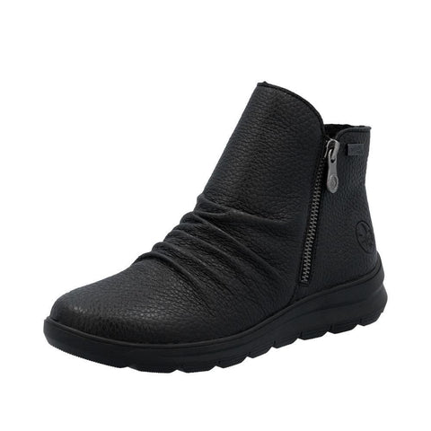 Rieker Z0056-00 Black Womens Casual Comfort Zip Up Water Resistant Ankle Boots