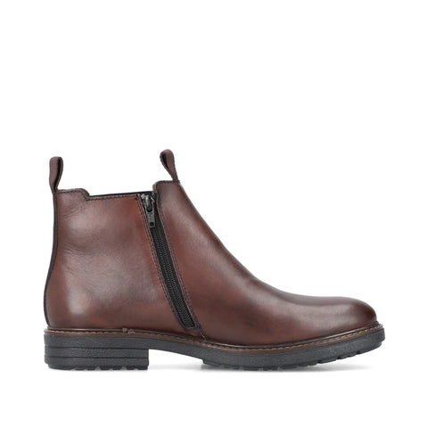 Rieker 33180-26 Brown Mens Casual Smart Leather Zip Up Ankle Boots