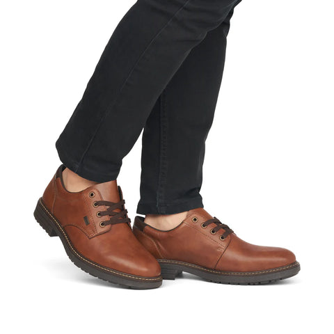 Rieker 33101-24 Brown Mens Water Repellent Casual Comfort Lace Up Shoes