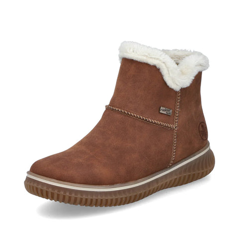 Rieker 74260-25 Brown Womens Water Resistant Warm Lining Casual Comfort Zip Up Ankle Boots