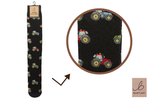 Bartleby Modern Tractor Mens Funky Welly Socks