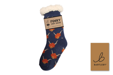 Bartleby Highland Cow Womens Sherpa Socks