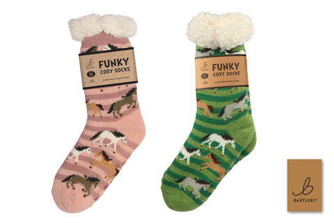 Bartleby Galloping Horses Womens Sherpa Socks