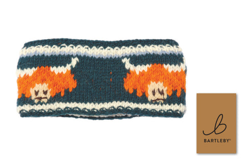 Bartleby Highland Cow Unisex Wool Headband Sherpa Lined