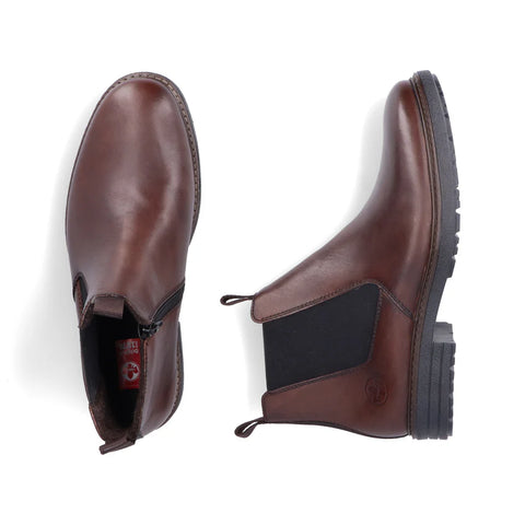 Rieker 33180-26 Brown Mens Casual Smart Leather Zip Up Ankle Boots