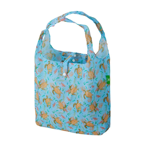 Eco Chic Blue Sea Turtles Recycled Lightweight Foldable Reusable Shopping Bag