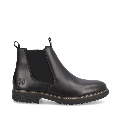 Rieker 33180-00 Black Mens Casual Smart Leather Zip Up Ankle Boots