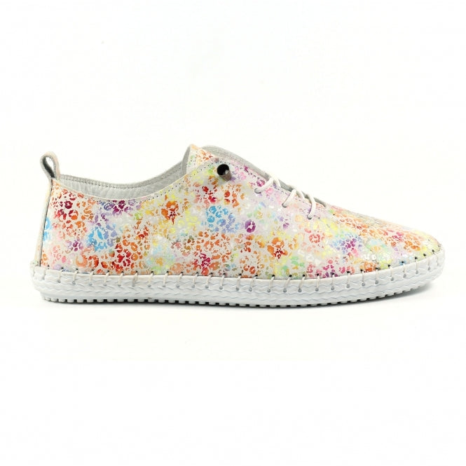 Lunar FLR605 Ellington Womens Multi Colour Casual Comfort Leather Elastic Lace Plimsoles Trainers