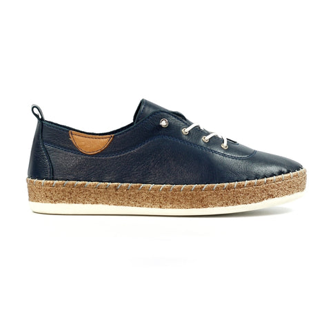 Lunar FLE050 Evie Navy Womens Casual Comfort Leather Elasticated Lace Trainers
