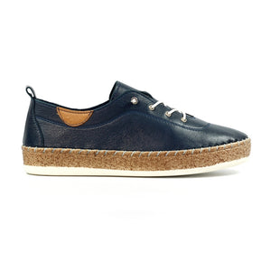Lunar FLE050 Evie Navy Womens Casual Comfort Leather Elasticated Lace Trainers