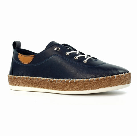 Lunar FLE050 Evie Navy Womens Casual Comfort Leather Elasticated Lace Trainers
