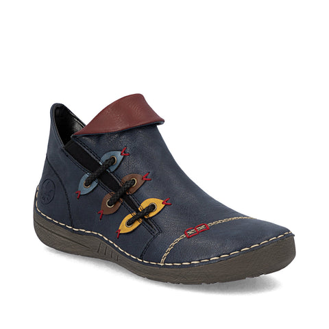 Rieker 72581-14 Blue Womens Casual Comfort Zip Up Ankle Boots