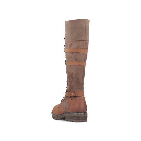 Rieker 94732-25 Brown Womens Lace Up Zip Up Knee High Boots