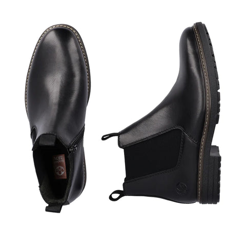 Rieker 33180-00 Black Mens Casual Smart Leather Zip Up Ankle Boots
