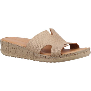 Hush Puppies Eloise Taupe Women's Leather Comfort Mules Sandals