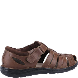 Hush Puppies Albert Tan Mens Closed Toe Leather Touch Fastening Sandals