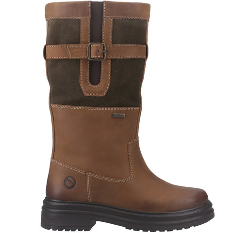 Cotswold Broadwell Tan/Green Womens Mid Waterproof Boots